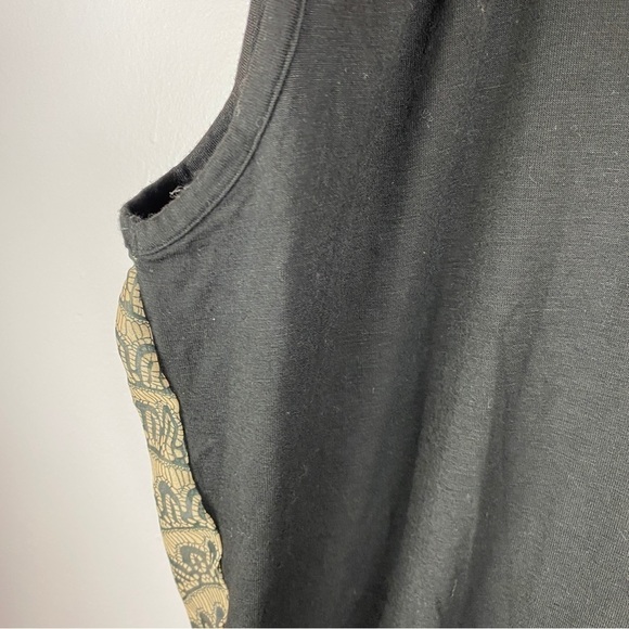 Monk & Lou Black Front Sheer Patterned Back Oversized Cap Sleeve Top Small - Picture 6 of 8